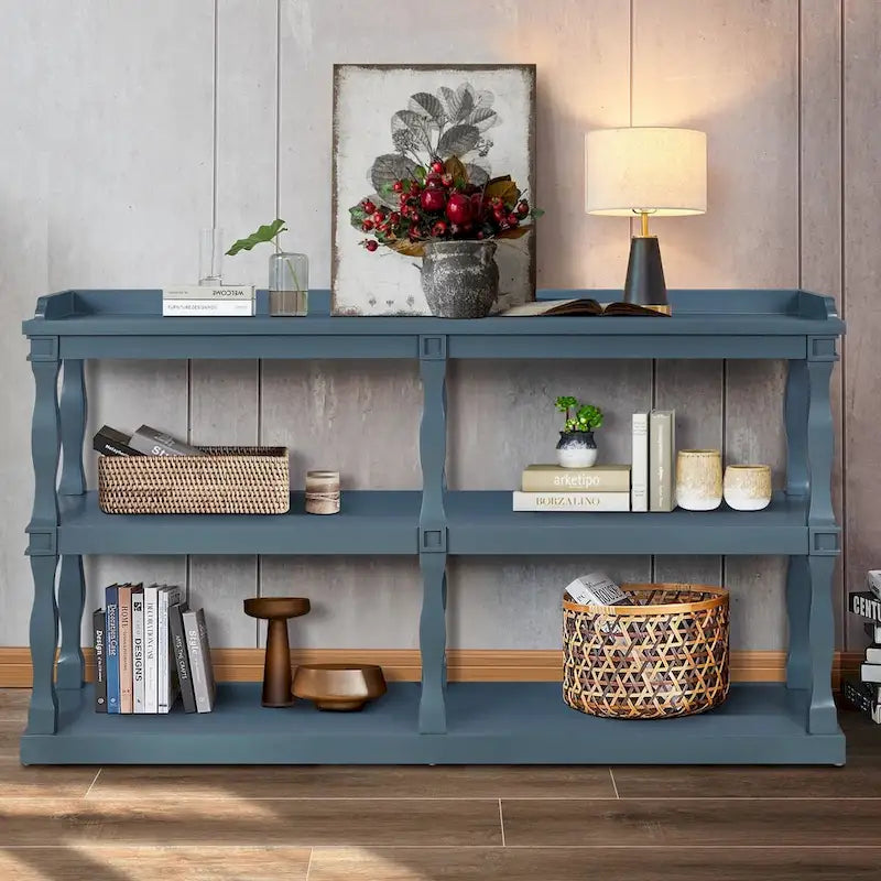 Console Table with 3-Tier Open Storage Spaces - N/A