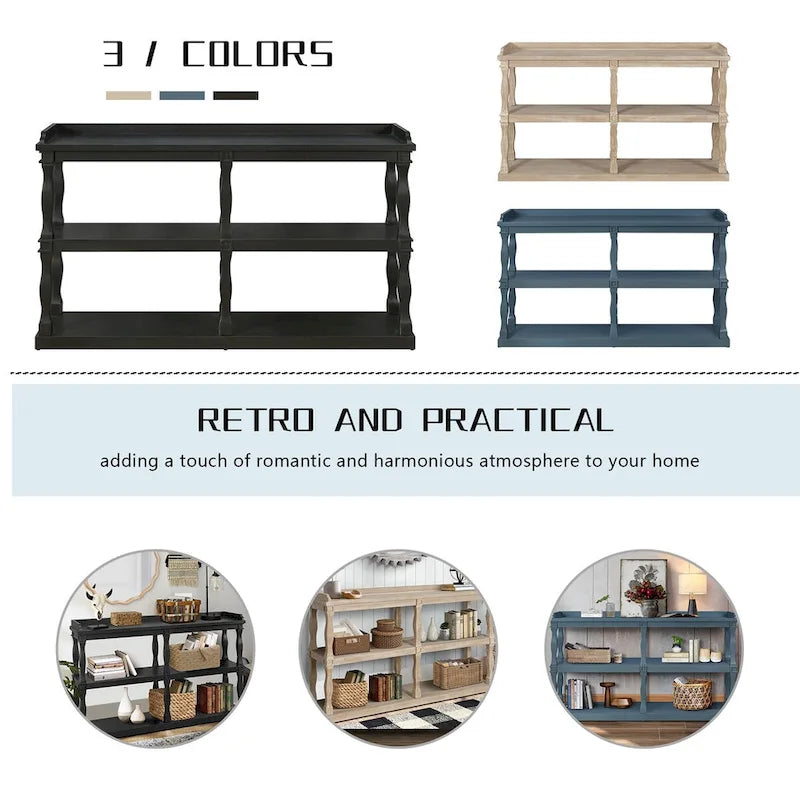 Console Table with 3-Tier Open Storage Spaces - N/A