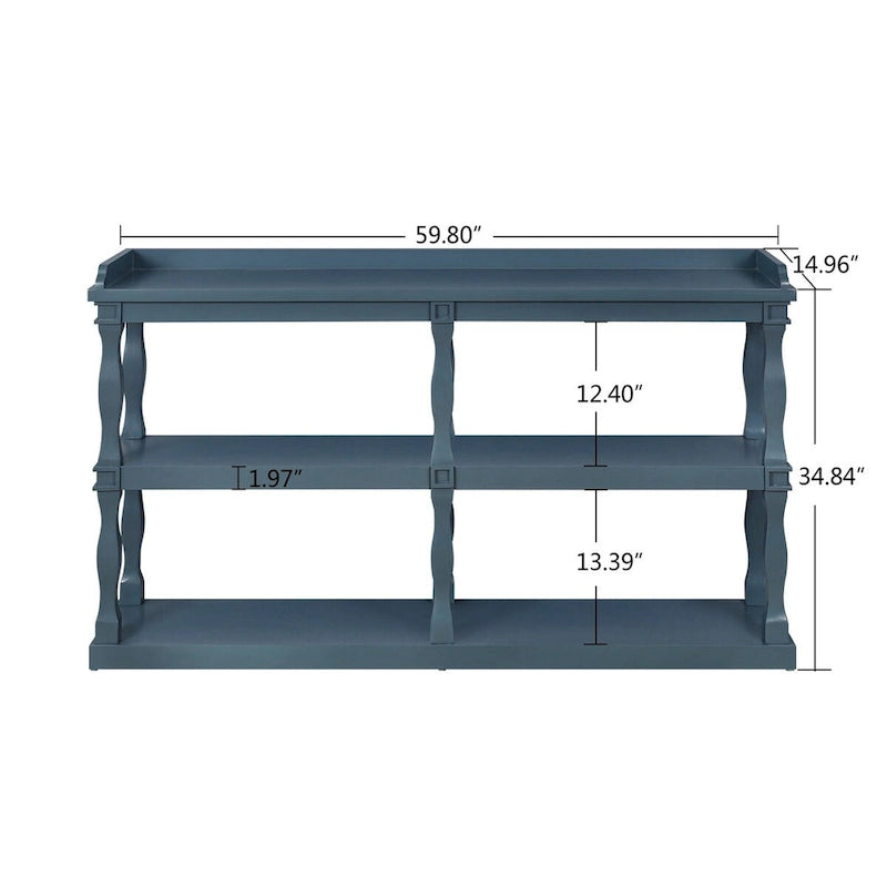 Console Table with 3-Tier Open Storage Spaces - N/A