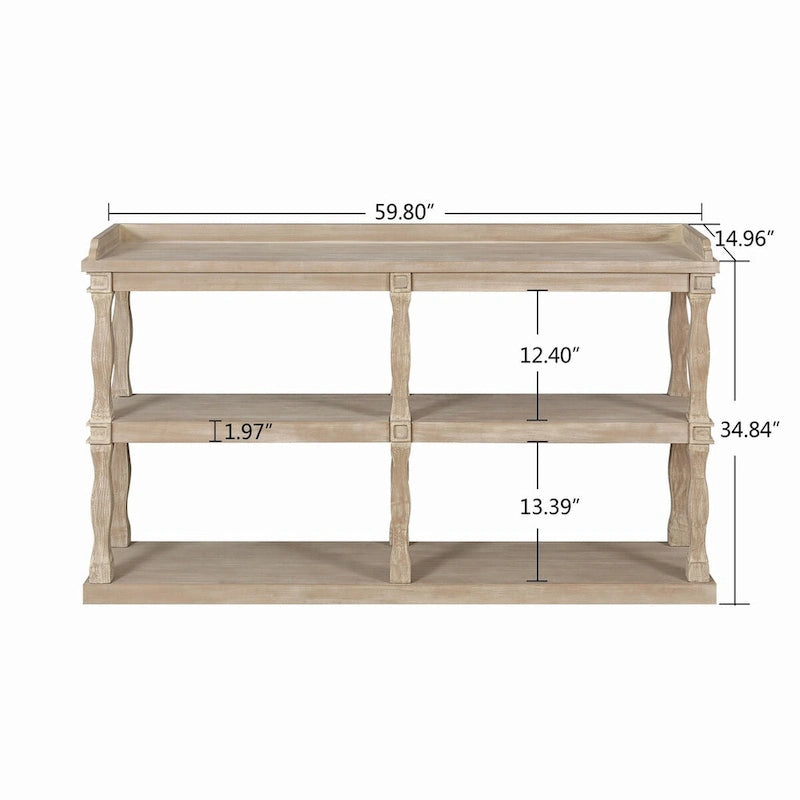 Console Table with 3-Tier Open Storage Spaces - N/A