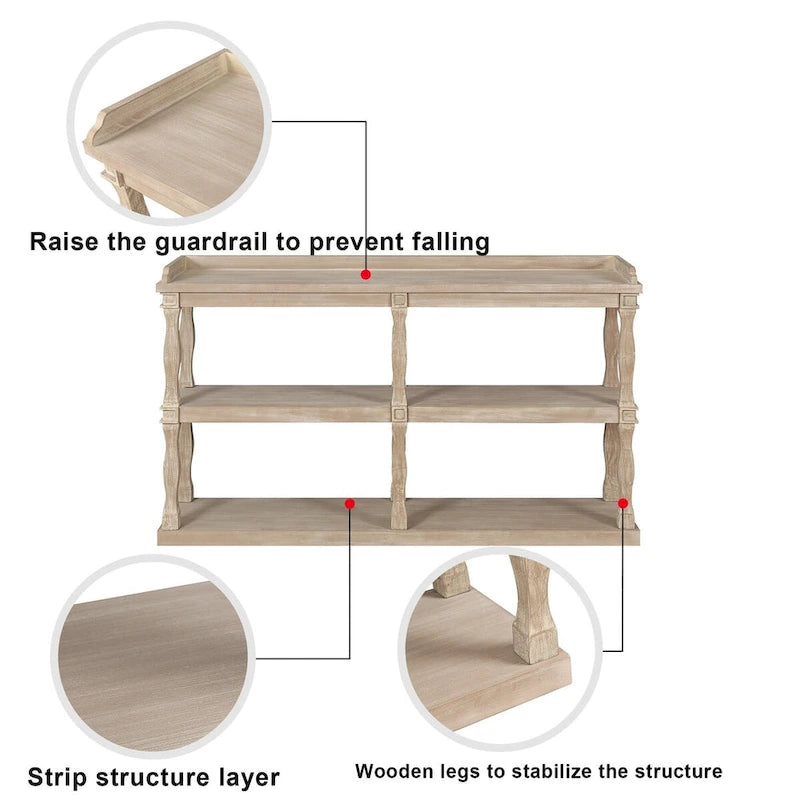 Console Table with 3-Tier Open Storage Spaces - N/A