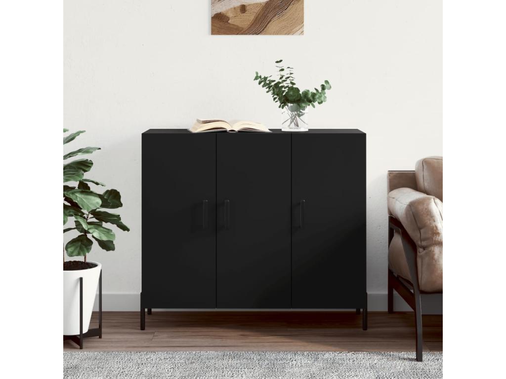 Black sideboard 90x34x80 cm engineered wood FTAL57784