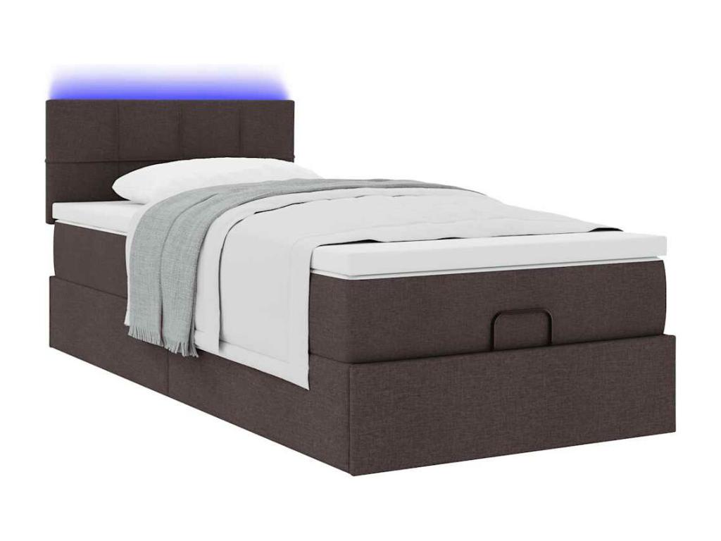 Lumenao bed frame with dark brown mattress 90x190 cm fabric ENTZ31965