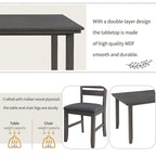 6 PCS Dining Room Table and Chairs with Bench, Rustic Wood Dining Set for 6