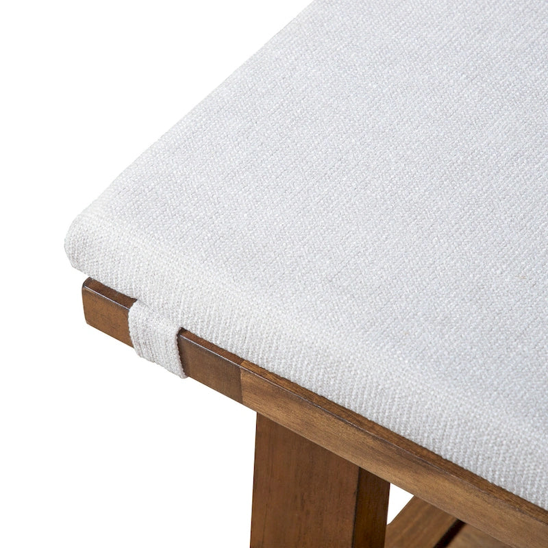 Furniture of America Drystan Rustic Ivory Padded Fabric 60-inch Dining Bench