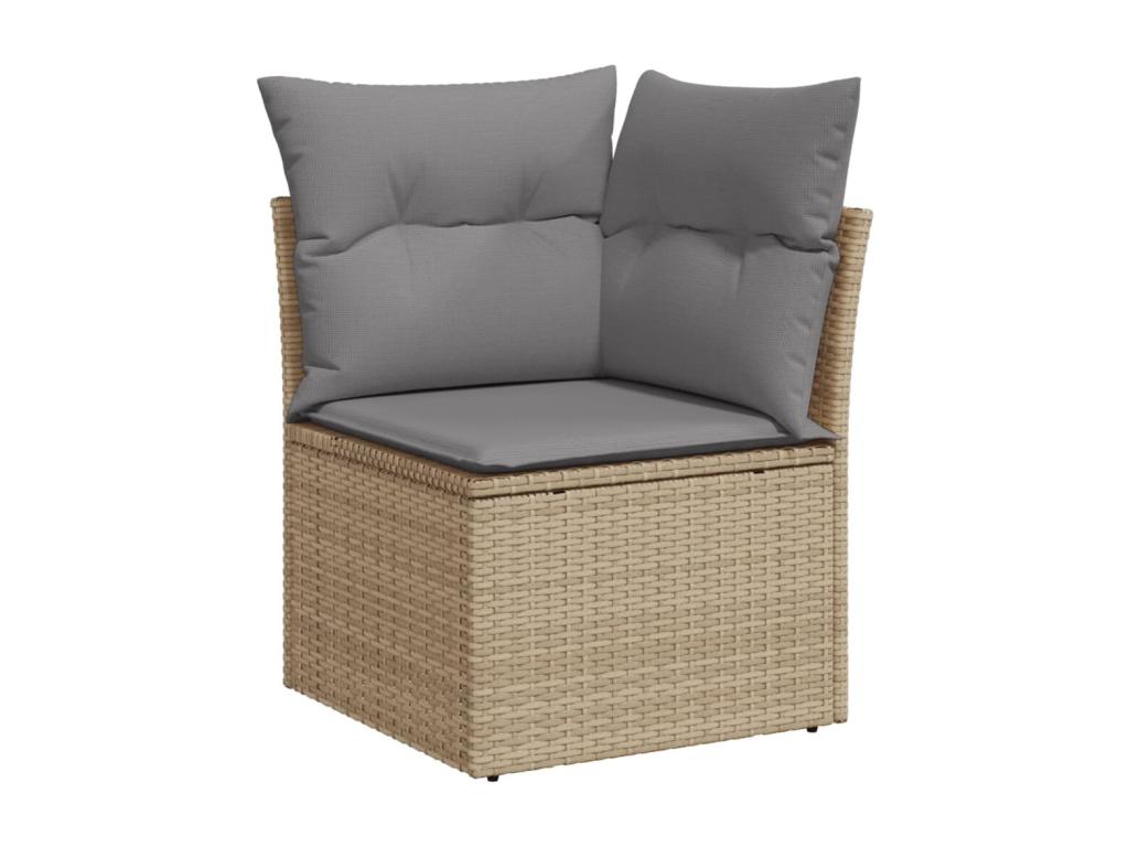 11-piece garden furniture set with beige resin wicker cushions JIXG85726