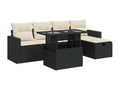 6-piece garden furniture set with cushions, black woven resin WLCU37564