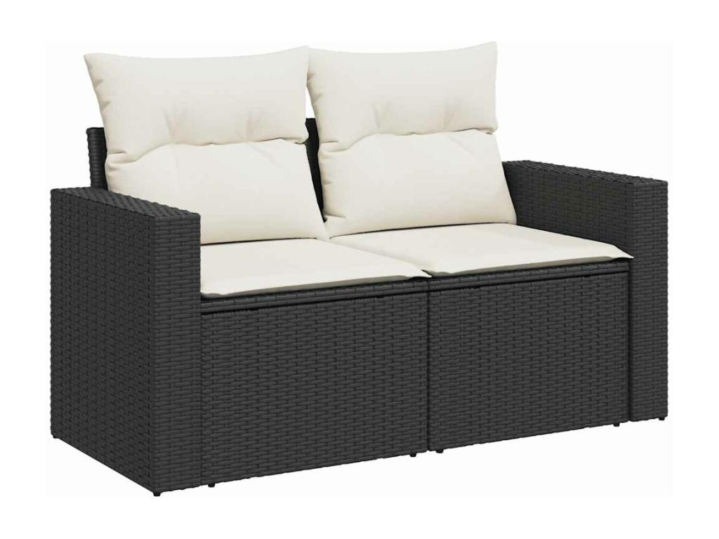 6-piece garden furniture set with cushions, black woven resin WLCU37564