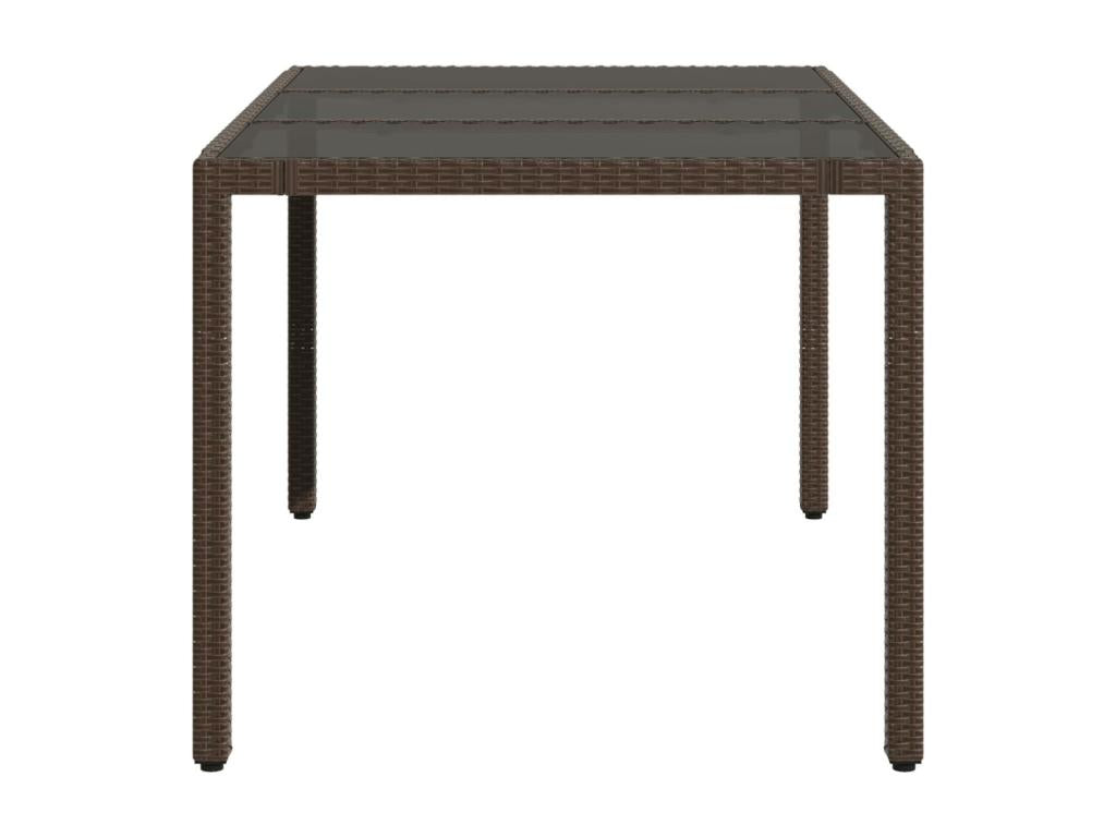 Garden table with brown glass top and woven resin top VMXT08621