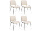 Set of 4 Conference Chairs - Faux Leather / Chrome Metal - Cream - Lumenao YPFY22024