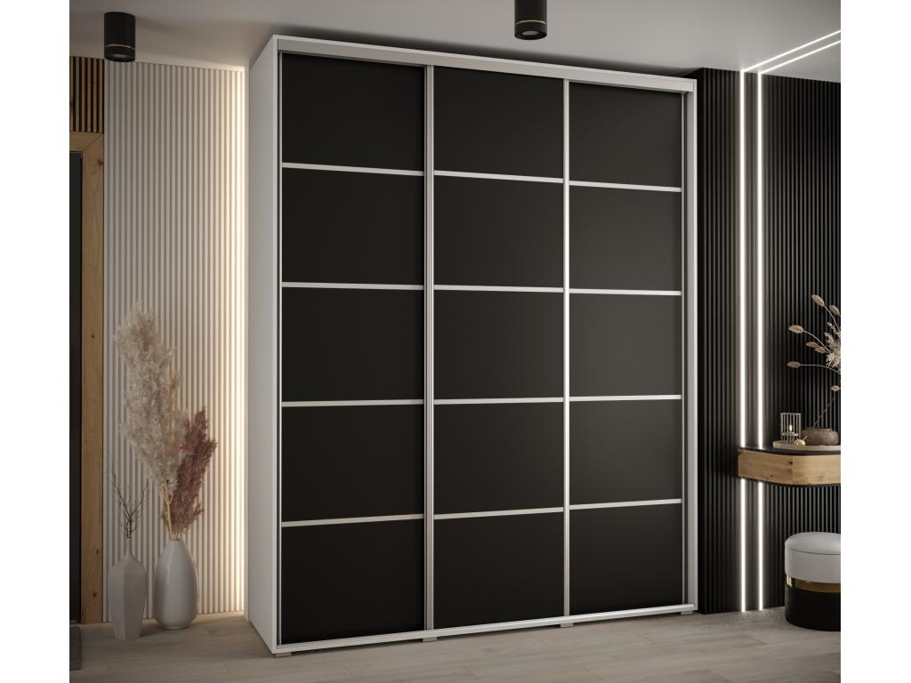 Lumenao 4 Sliding Door Wardrobe 235.2/190/60 3 Doors White/Black/Silver FXNA74192