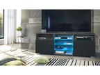 TV stand, matte grey and matte black, 146 x 54 x 35 cm, LED, NRIB94656