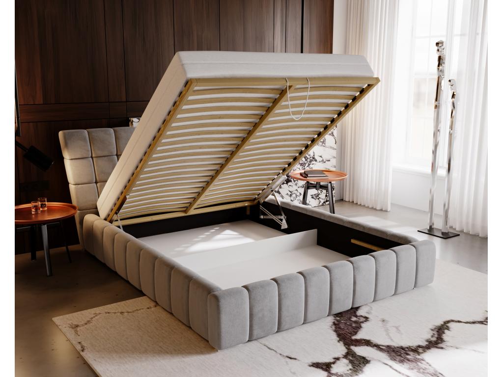 Upholstered bed with storage - 140x200 - double bed - velvet - black - Paris TBBV37280