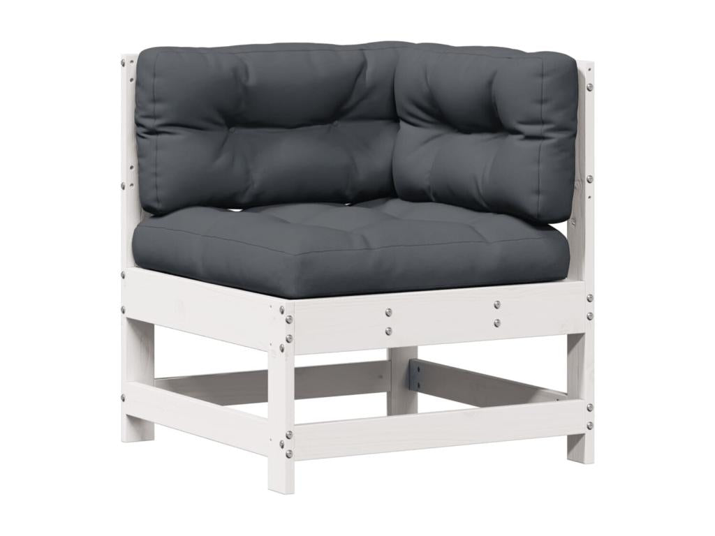 8-piece garden furniture set with cushions, white, solid pine wood UZRK77782