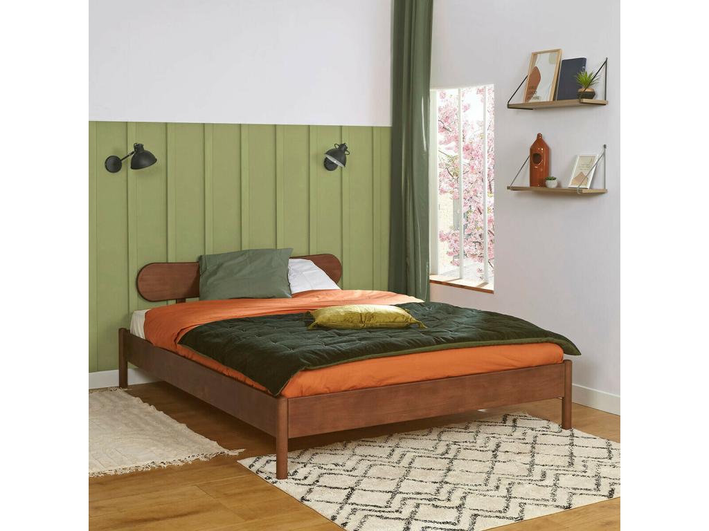 Ventoriq FGNH42135 Solid Walnut Wood Double Bed 160x200 cm