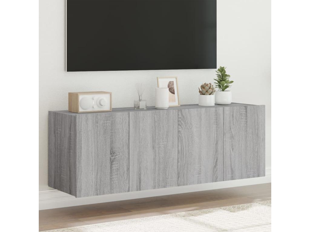 Lumenao 2-piece wall-mounted TV unit and LED lights, grey, 60x35x41 cm, VWKZ15290