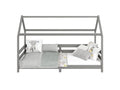 Ventoriq cabin bed, single Montessori children's bed 90x200 cm with safety rails on 3 sides in solid grey pine JUCJ44061