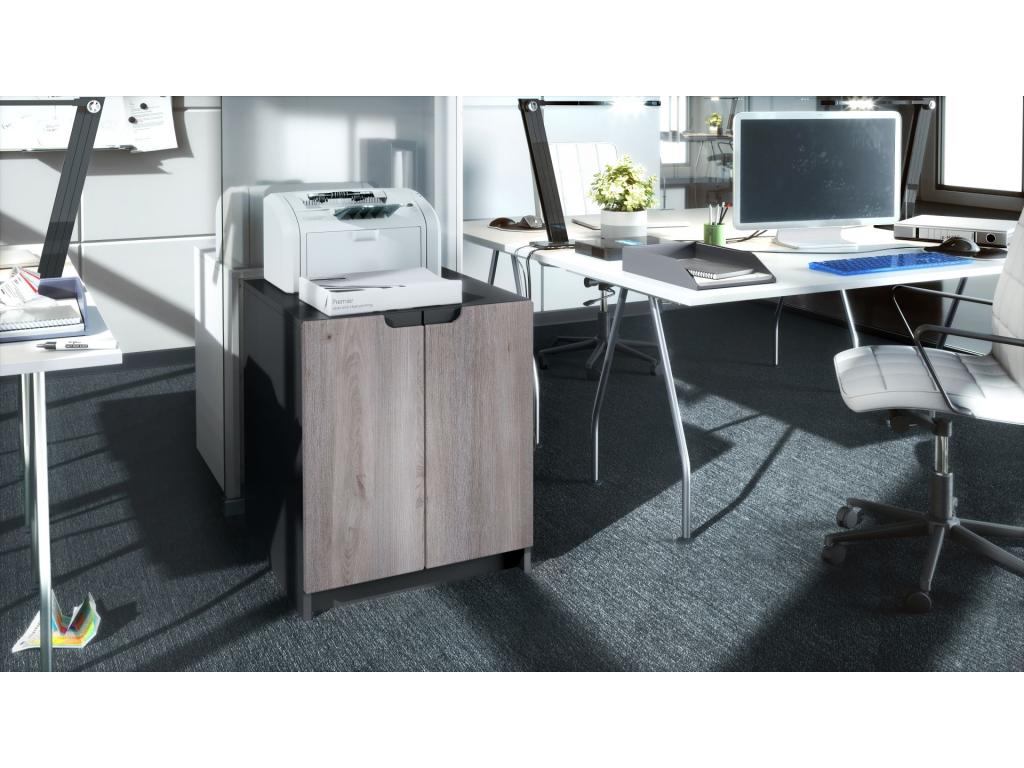 Matte Black Storage Cabinet with Nordic Oak Finish, WxHxD 51x60.5x54cm HGCC90484