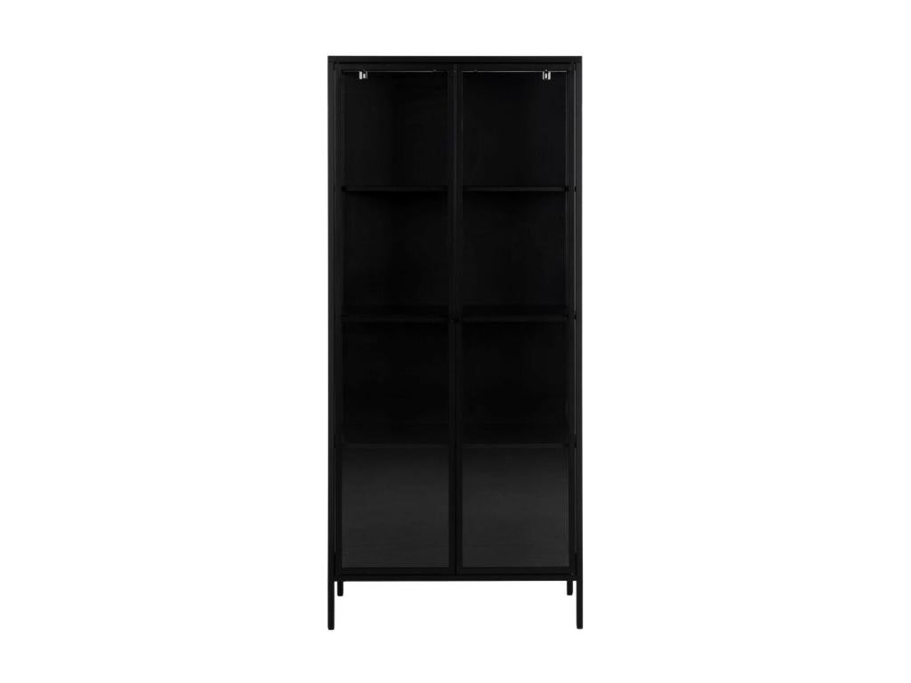 Scandinavian-style black metal display cabinet with 2 glass doors - Lumenao QNHS88796