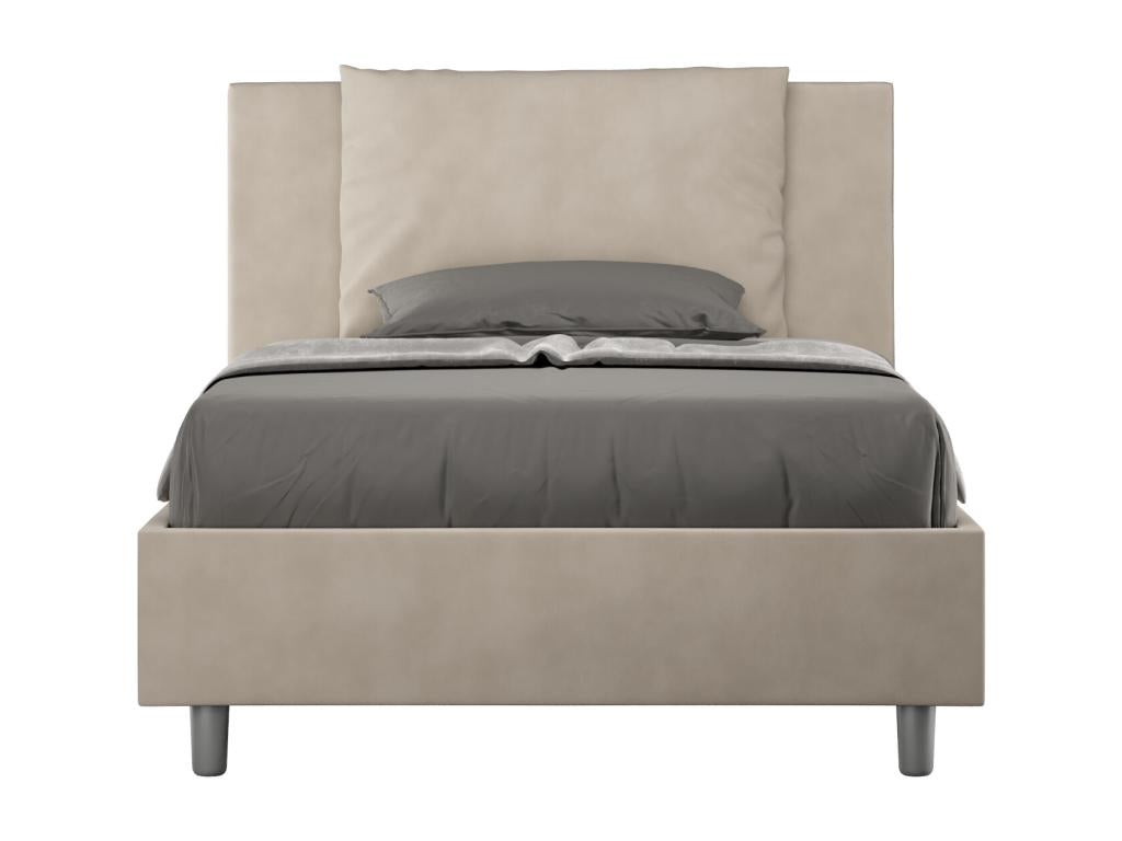 Lumenao MRHF19587 Single bed with 120x210cm sand-colored microfiber upholstered slatted base