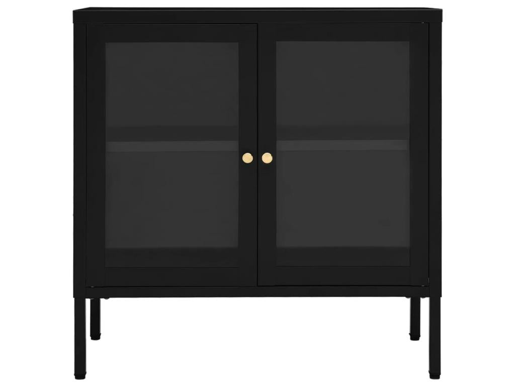 Black Buffet 70x35x70 cm Steel and Glass DDDE78518
