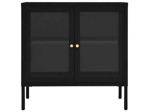 Black Buffet 70x35x70 cm Steel and Glass DDDE78518