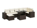 8-piece garden furniture set with brown resin wicker cushions YJCN86442