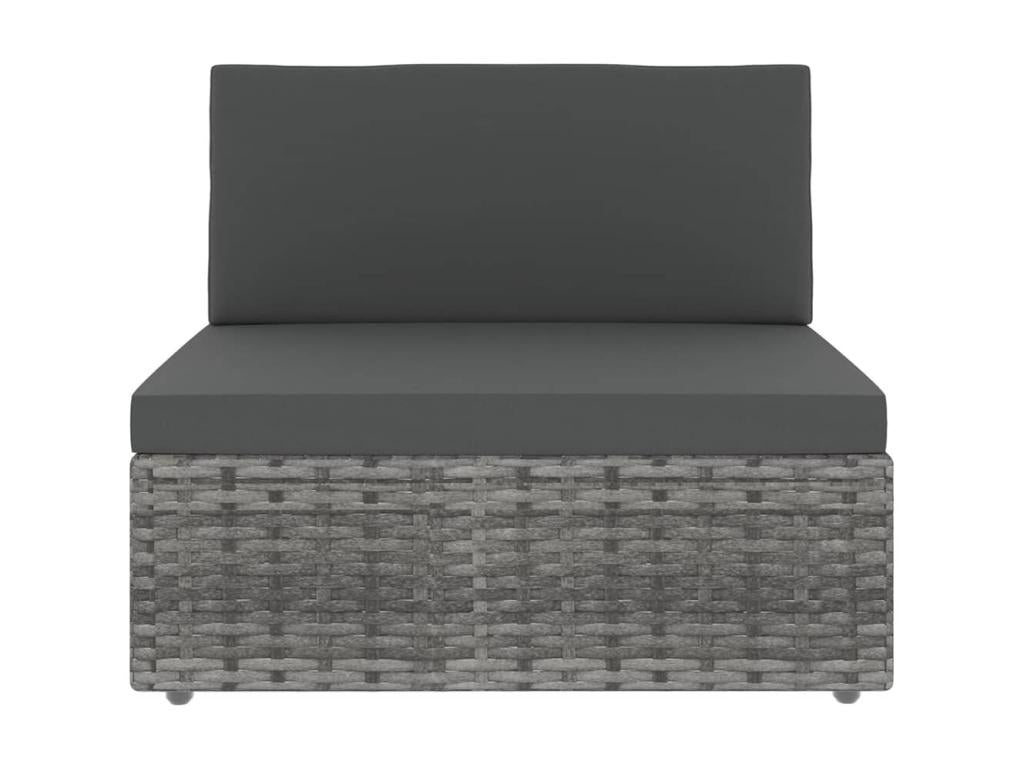 9-piece garden furniture set with cushions, grey woven resin, 10 MFDV31495