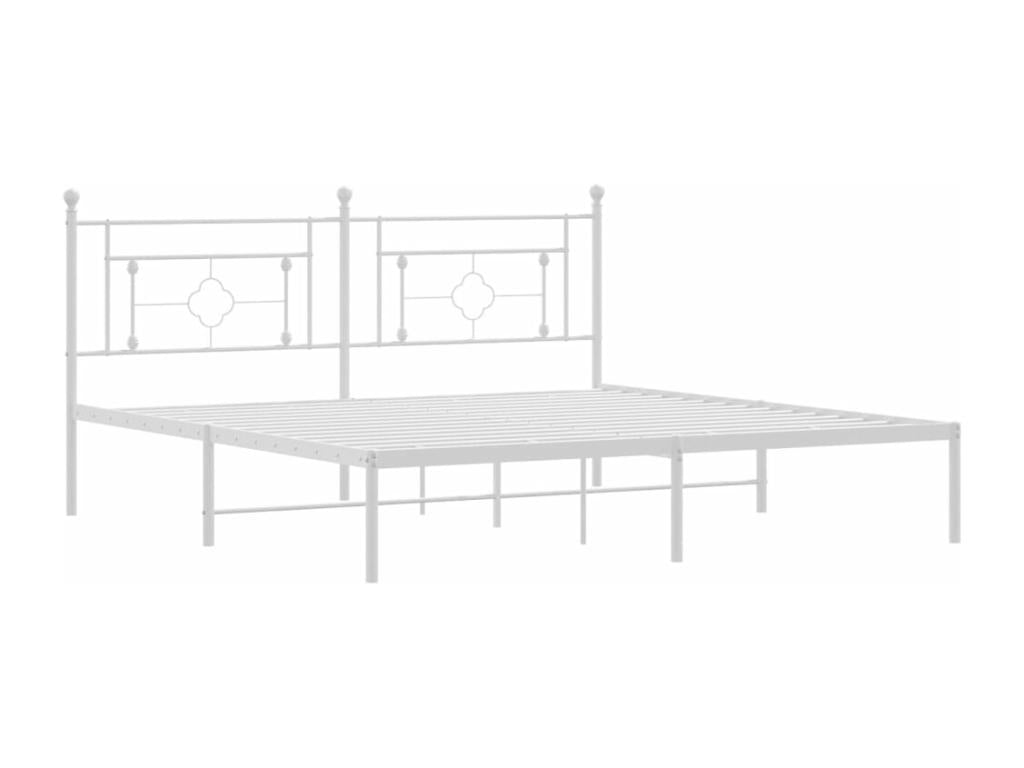 Metal bed frame without mattress and white headboard 180x200 cm QRGI30587