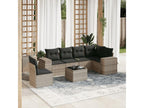 7-piece garden furniture set with cushions, light grey woven resin YMME18463