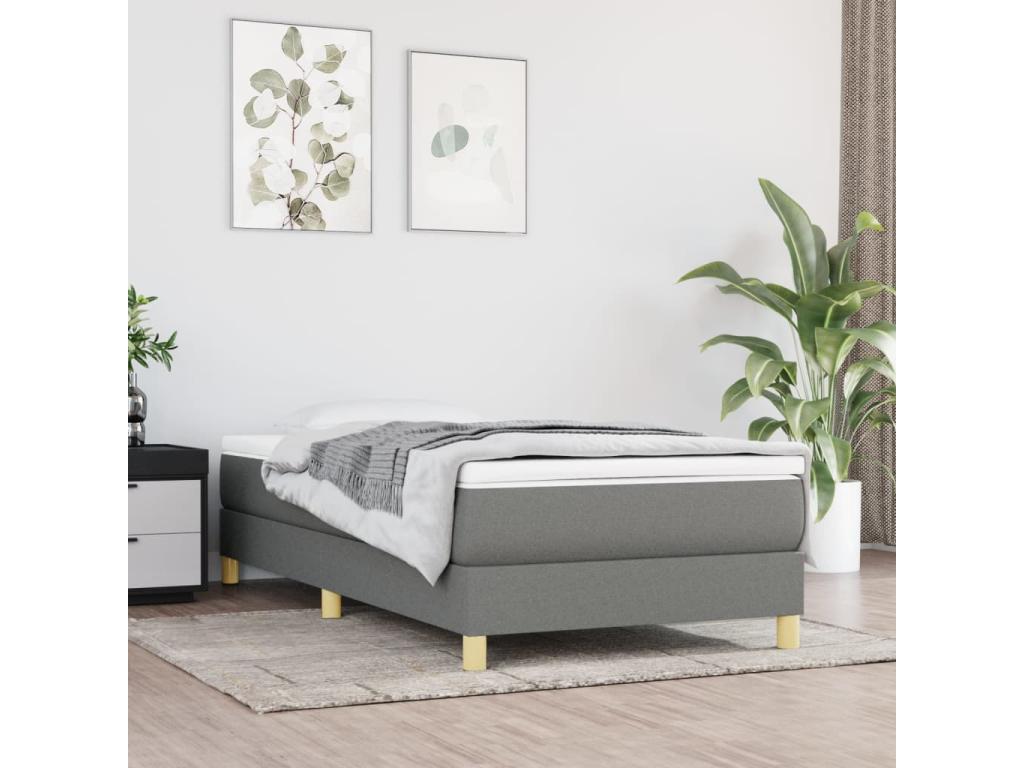 Lumenao bed base, dark grey, 100x200 cm, fabric RKFC29309