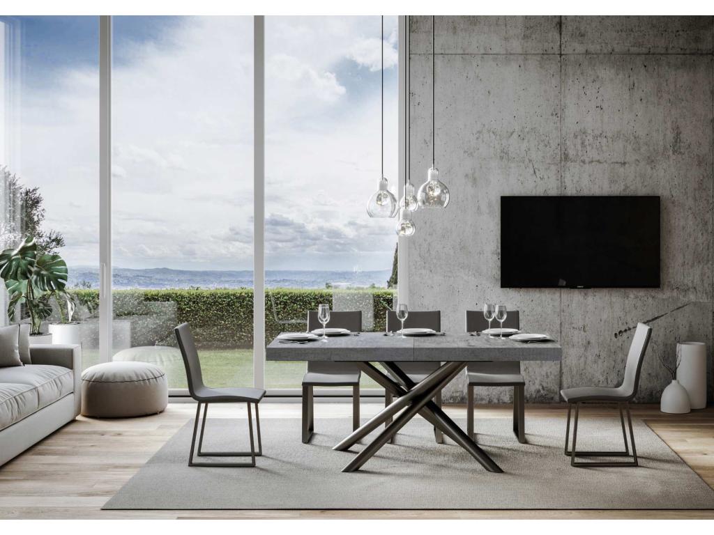 Lumenao extendable table 90x200/304 cm, Concrete Grey, Anthracite frame CHTA42958