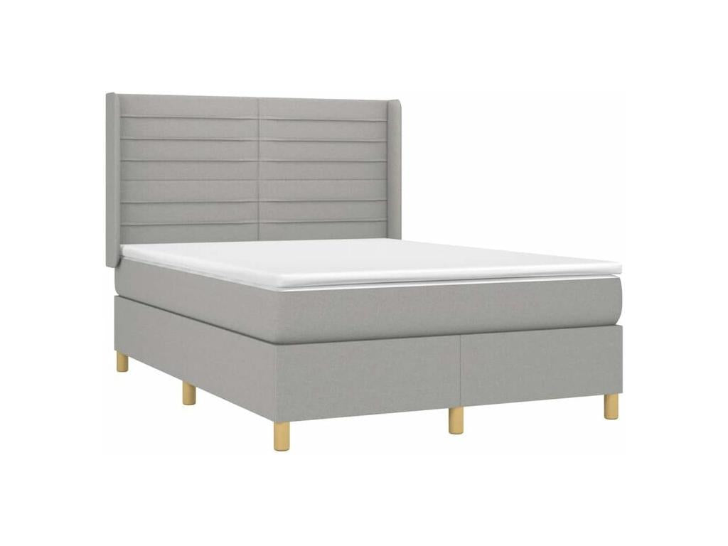 Lumenao bed base with LED mattress, light grey, 140x200 cm, fabric EDZB14953