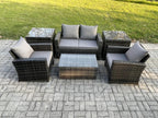 Outdoor garden furniture with rectangular coffee table, two-seater sofa, and 2 side tables ZBNJ60249