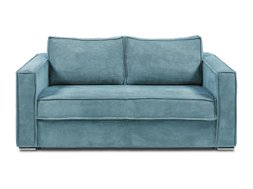 3-seater express convertible sofa in turquoise blue corduroy - Lumenao bed, 140 cm wide - 14 cm Lumenao mattress NLRQ51459