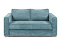 3-seater express convertible sofa in turquoise blue corduroy - Lumenao bed, 140 cm wide - 14 cm Lumenao mattress NLRQ51459