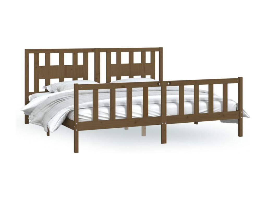 Bed frame without mattress, honey brown, solid pine wood, 200x200cm XVFU03141
