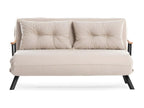 Lumenao 2-seater convertible sofa, black metal and cream white linen, UCXY03526