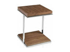 Lumenao IFBX45909 Square Side Table in Walnut Veneer and Stainless Steel