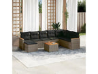 9-piece garden furniture set with grey resin wicker cushions TPAK95268