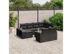 11-piece garden furniture set with cushions, black resin wicker JJMM59851