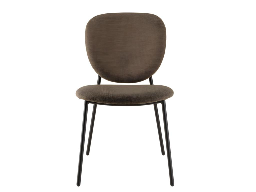 Lumenao - Set of 2 brown fabric chairs with black steel legs AUNP45165