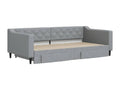 Daybed with pull-out bed and drawers, light grey, 100x200 cm, fabric EWPZ44982