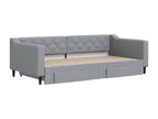 Daybed with pull-out bed and drawers, light grey, 100x200 cm, fabric EWPZ44982
