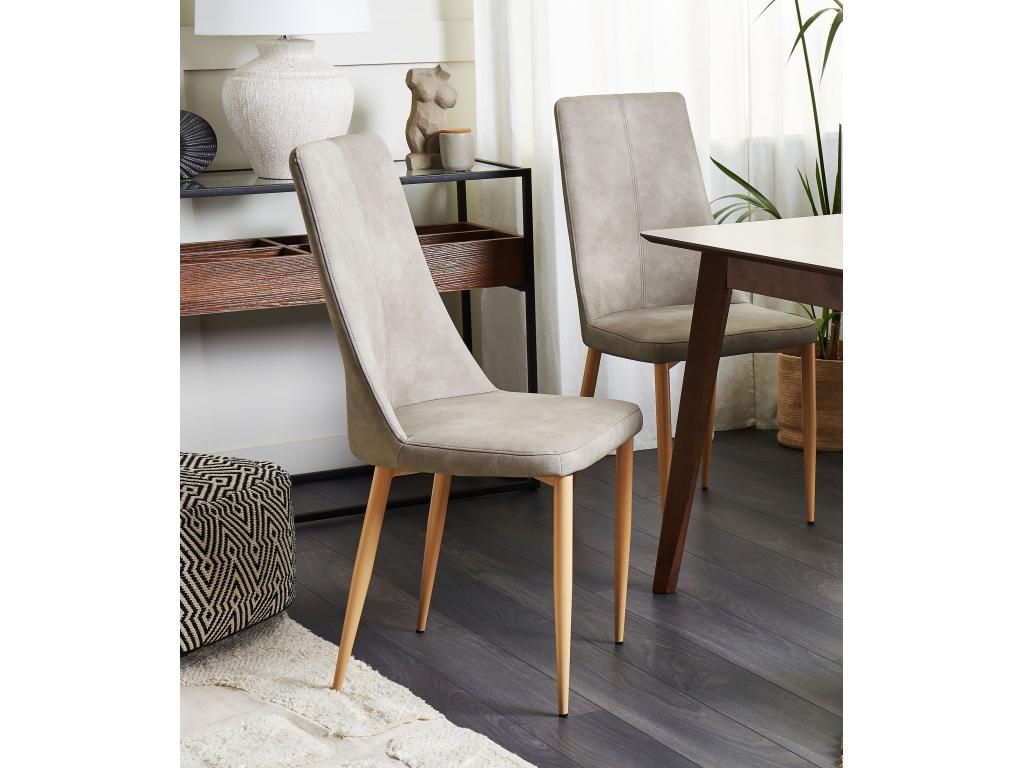 Set of 2 Lumenao dining chairs, light grey PU leather, XYQY59810