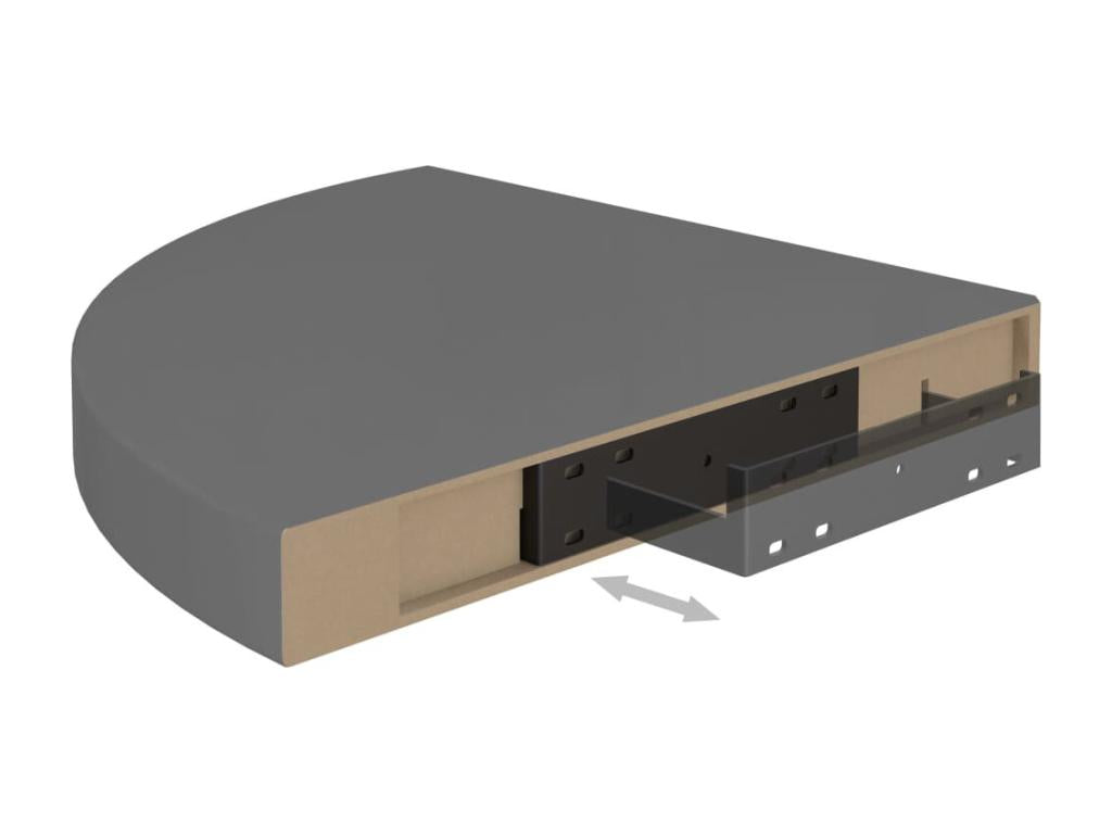 Lumenao TEHK27610 Floating Corner Shelf, Glossy Grey, 35x35x3.8