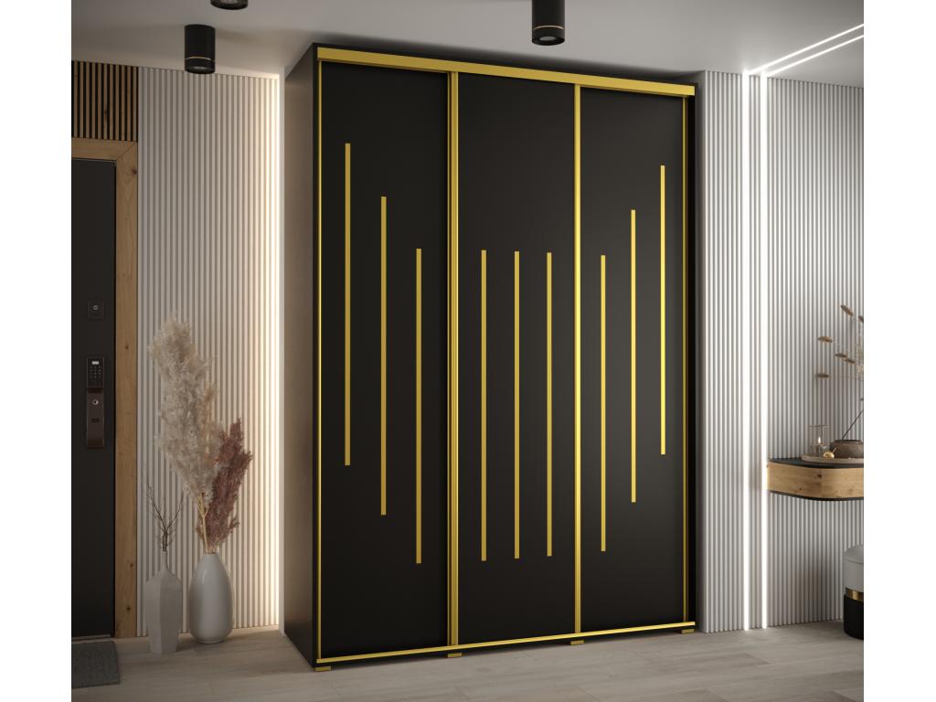 Lumenao 8 Sliding Door Wardrobe 235.2/180/60 3 Doors Black/Black/Gold ETMV78593