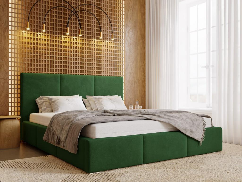Upholstered bed with storage - 180x200 - double bed - velvet - green - Lumenao CHTU03666