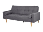 3-seater convertible sofa in Scandinavian design with 3-position reclining backrest, wooden legs, grey linen fabric QHUN76037