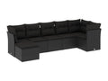 7-piece garden furniture set with cushions, black woven resin CRHC18897